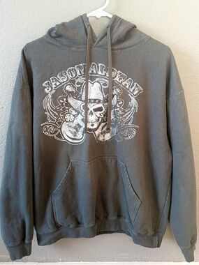 Jason Aldean Size XL Gray Hoodie Sweatshirt Country Dice Skull Guitar